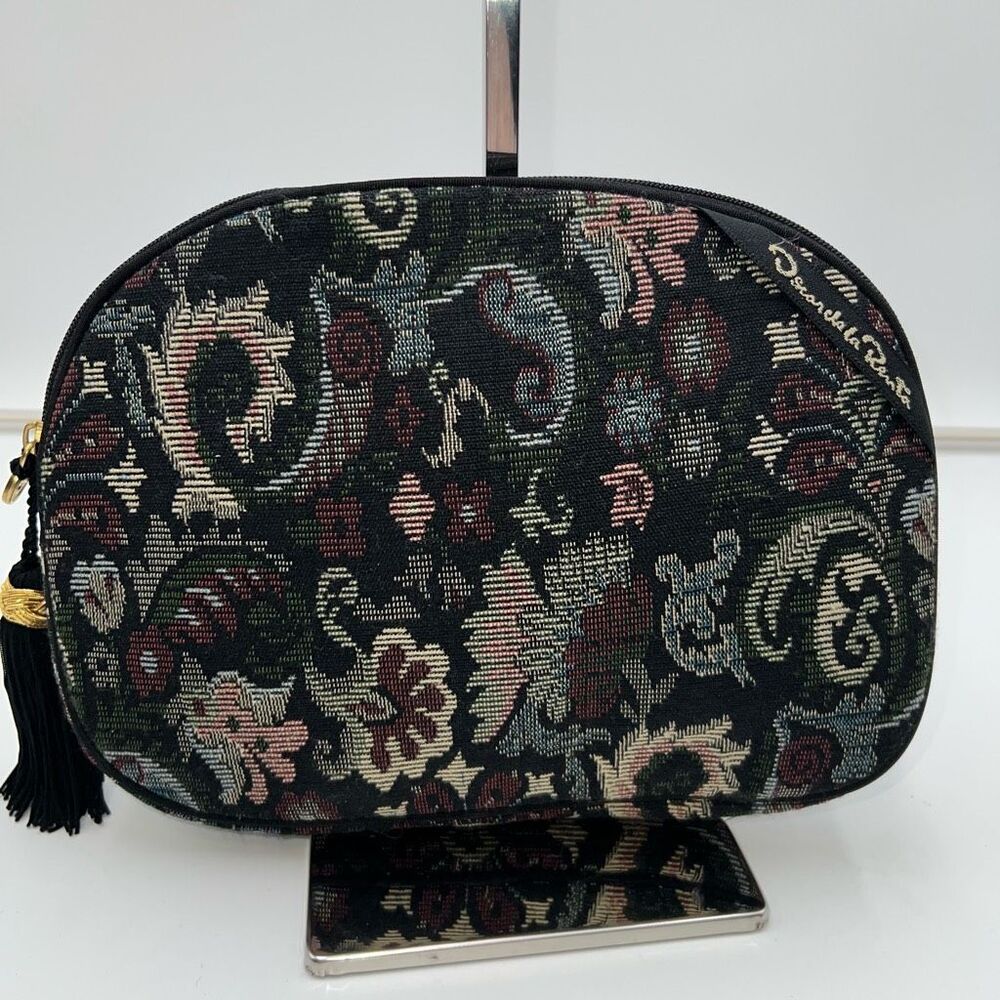 Oscar de la Renta Vintage Floral Tapestry Cosmetic Bag Tassel
